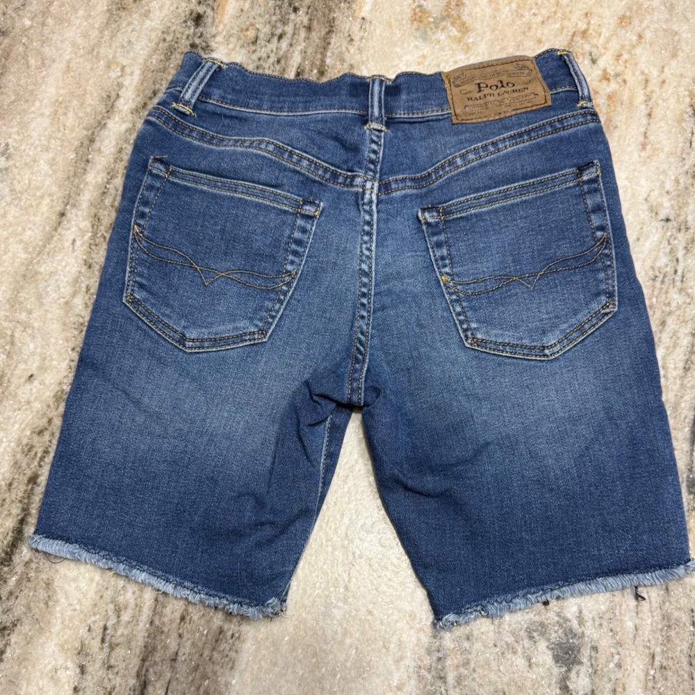 Polo Ralph Lauren Denim Shorts Kids Size 12 Blue Raw Hem Classic Preppy Casual - Picture 2 of 14